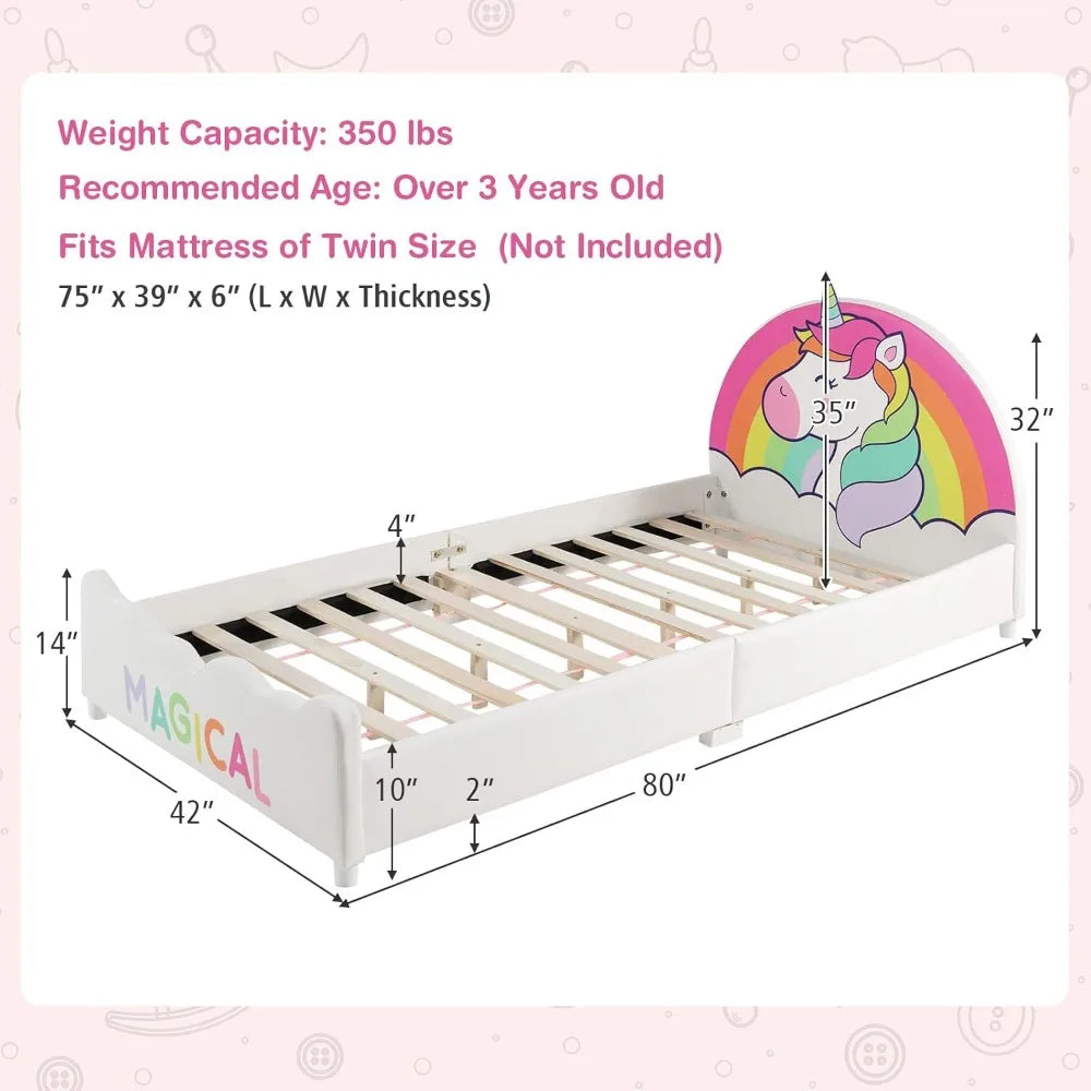 WhimsyDream Cartoon Upholstered Twin Bed