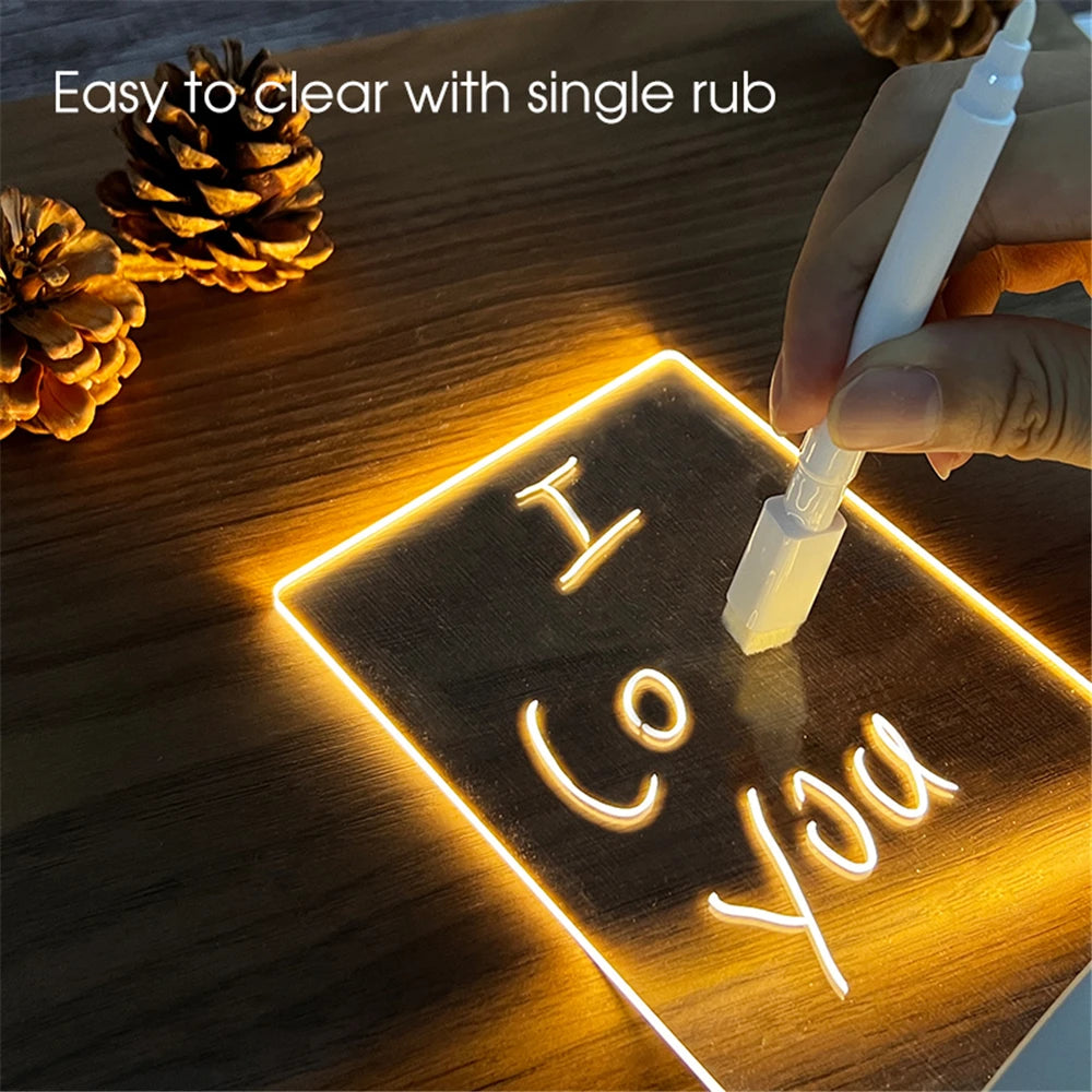 Transparent LED Night Light with Erasable Message Board