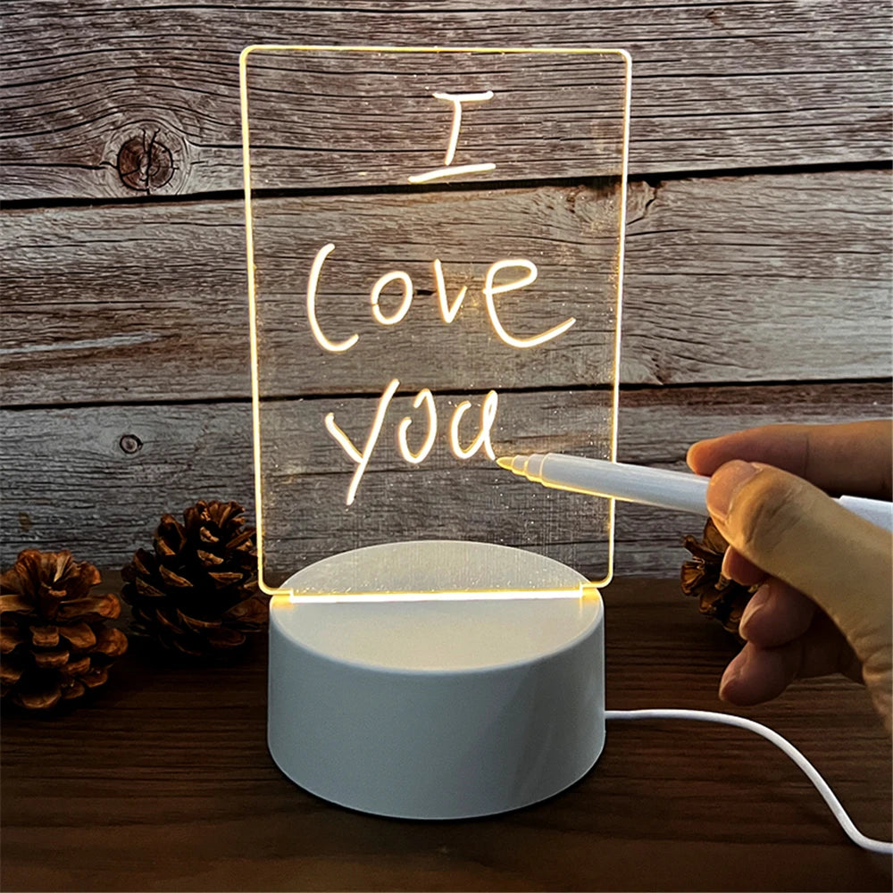 Transparent LED Night Light with Erasable Message Board