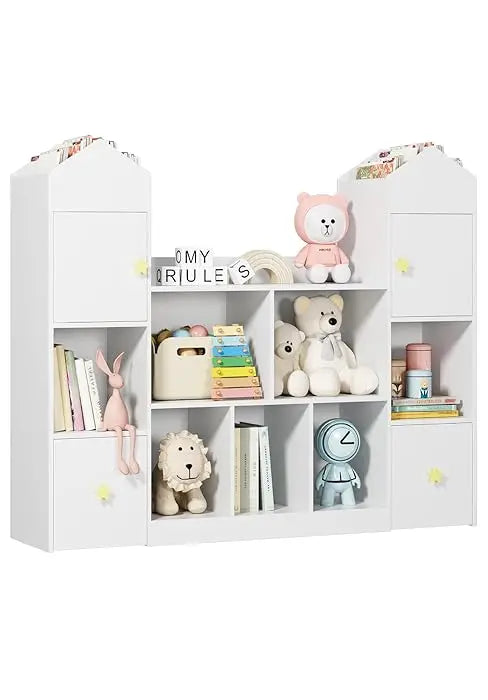 Pink Kids Bookshelf with Reading Nook & Storage