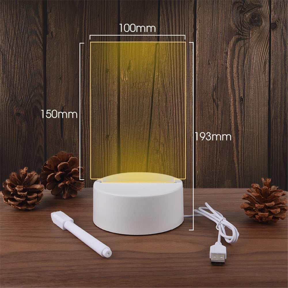 Transparent LED Night Light with Erasable Message Board