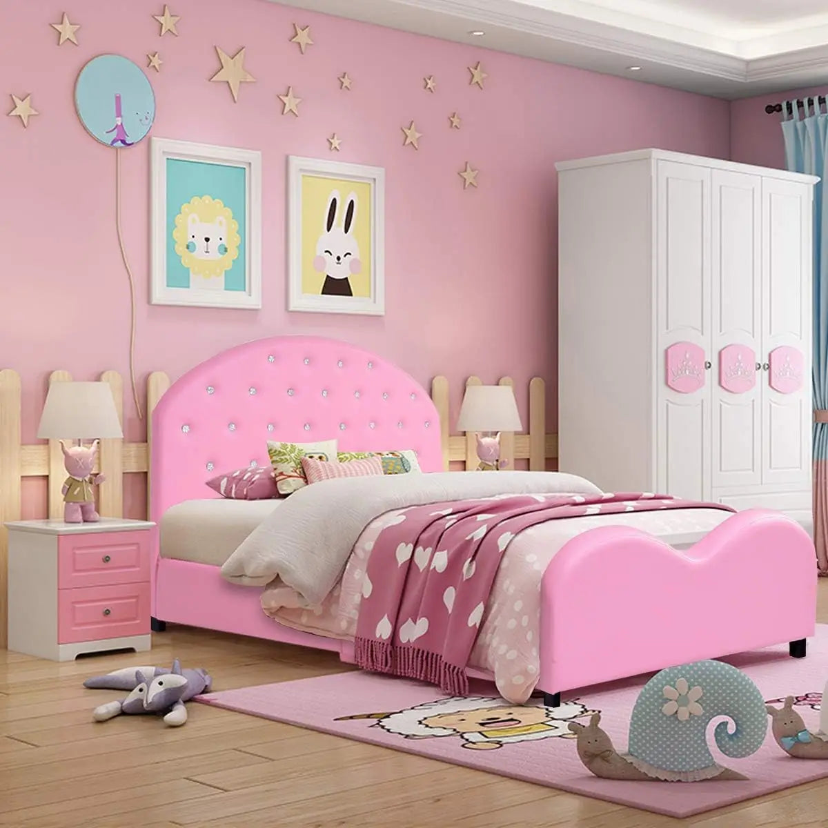 WhimsyDream Cartoon Upholstered Twin Bed