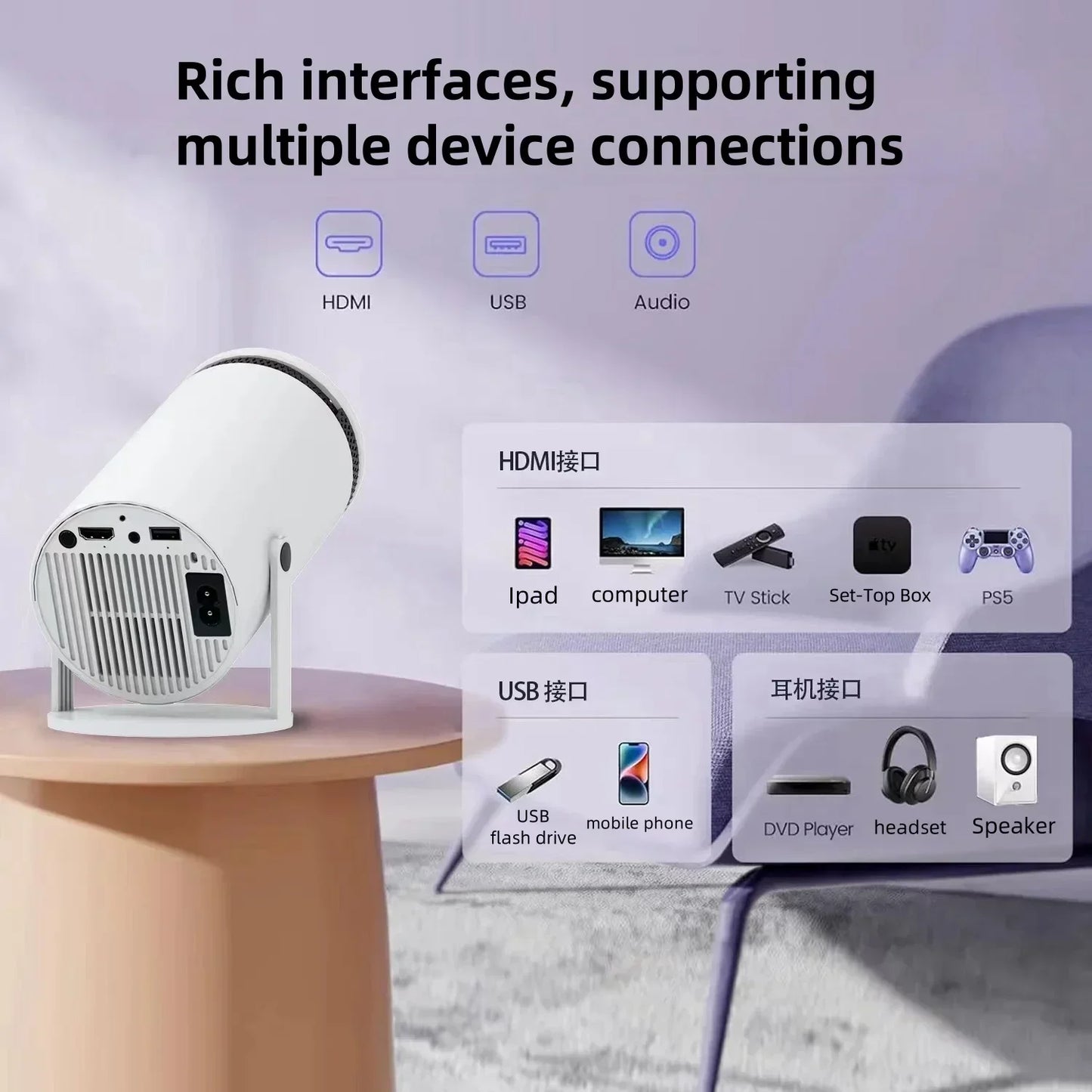 Compact Portable Projector – Home & Outdoor Cinema