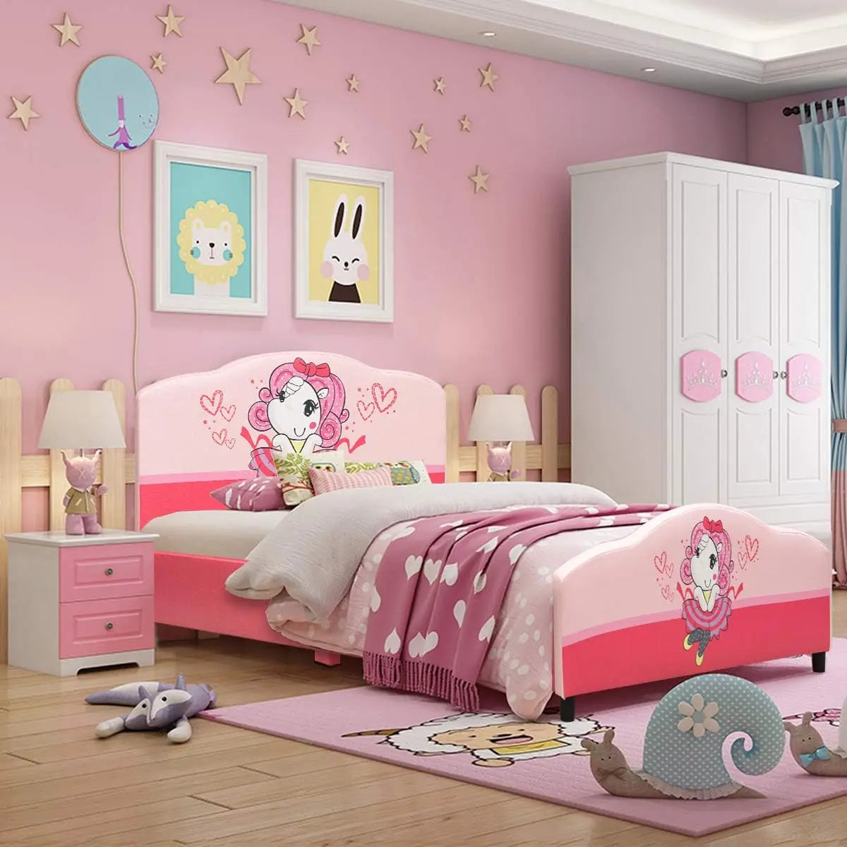 WhimsyDream Cartoon Upholstered Twin Bed